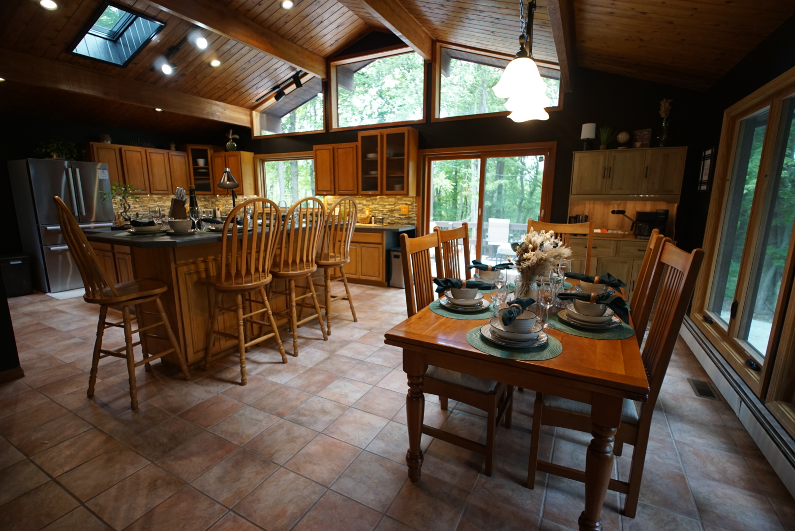 Open living and dining area